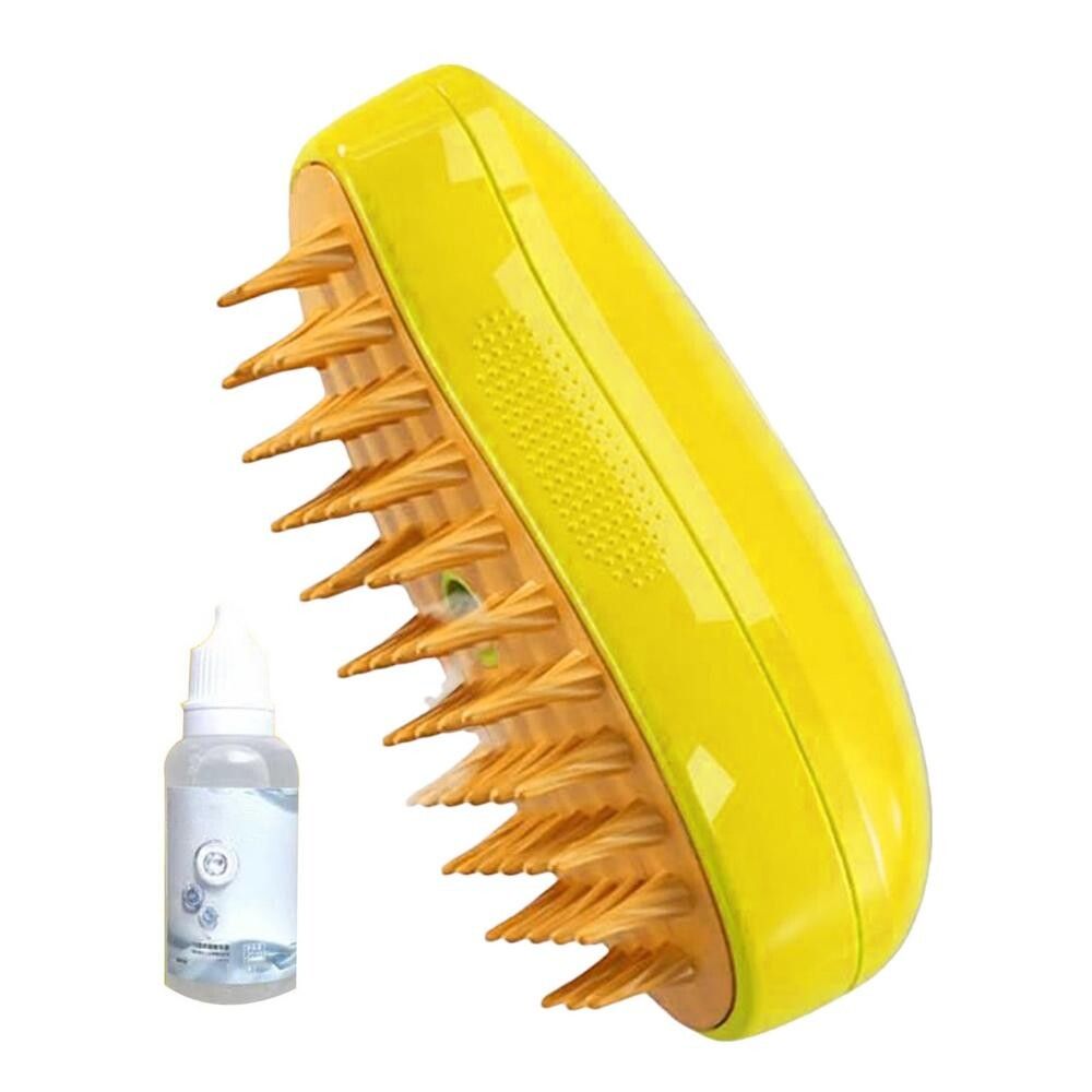 Brosse De Toilettage À La Vapeur Pour Animaux De Compagnie,Peigne De Démêlage Pour Chiens Et Chats,Auto Livres,3 En 1 - Type Yellow And Essence