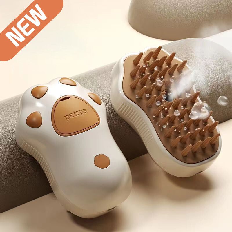 Brosse De Massage À Vapeur Pour Chat Et Chien,Peigne Électrique Intégré,Jet D'eau,Silicone Souple,Épilation Des Animaux De Compagnie,Accessoires De Toilettage - Type Coffee-New