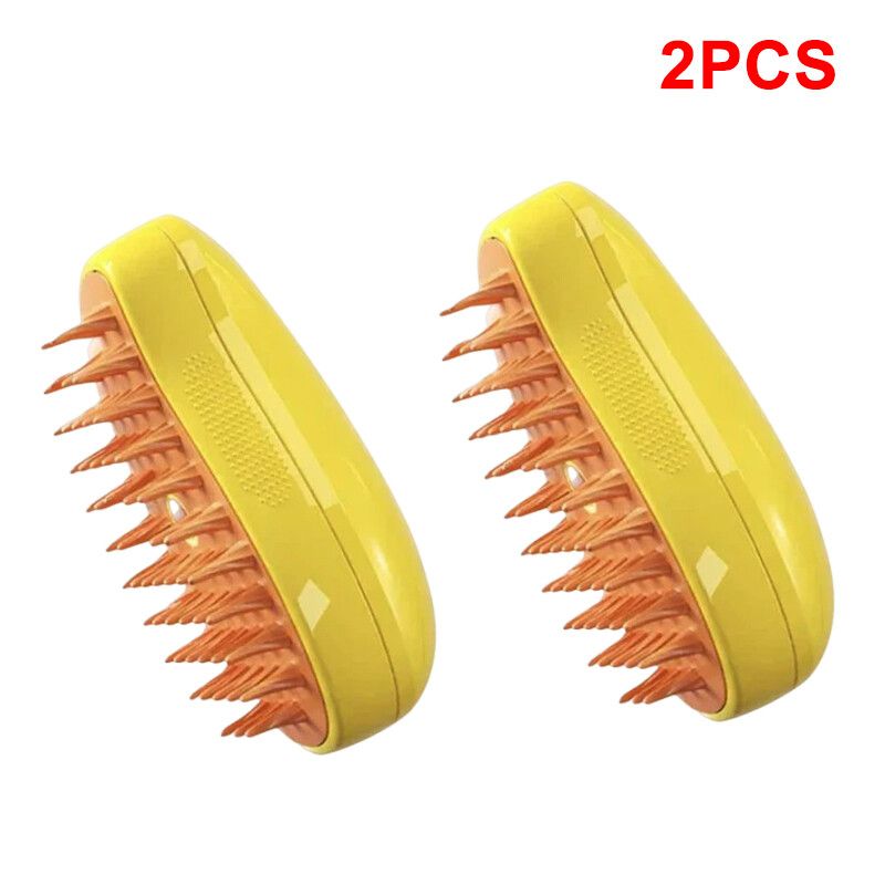 Brosse De Énergie Pour Animaux De Compagnie,Spray De Toilettage,3 En 1,Anti-Vol,Flottant,Recharge Usb,Peigne,Soins - Type Yellow 2pcs