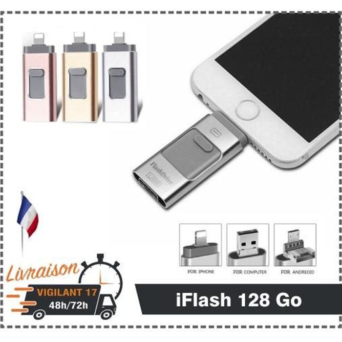 Flash Drive CLÉ USB I flash U disk Flash Mémoire Stick à 'Extension de Stockage 3 en 1 pr iPhoneiPadAndroidPC