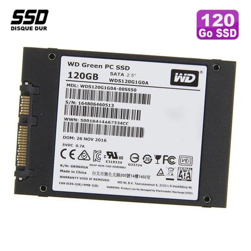 Ssd 120Go 2.5" Western Digital Green Wds120G1G0A-00Ss50 Sata Iii 6Gbps