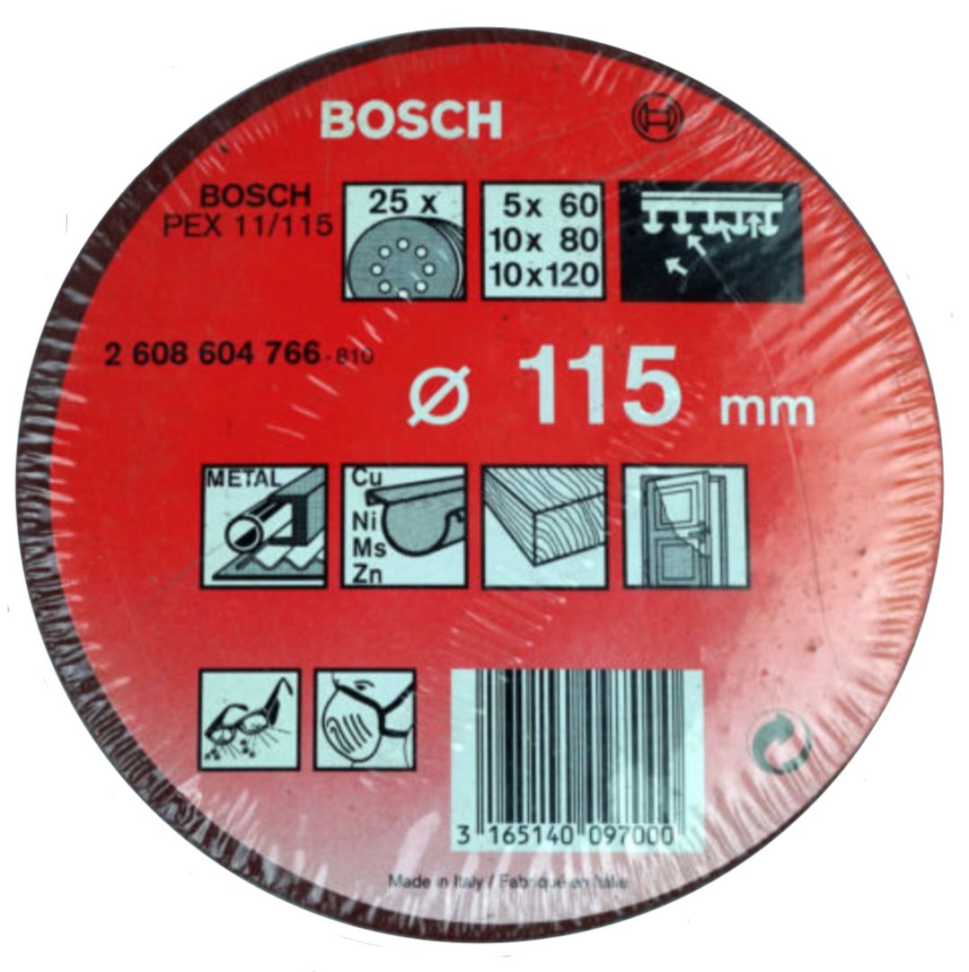 BOSCH PEX 11/115 LOT DE 25 DISQUES ABRASIF DIAMETRE 115 PONCAGE 3165140097000 PONCER PONCEUSE TRAVAUX BRICOLAGE METAL ZINC CUIVRE NICKEL BOIS COMASOUND KARTEL CSK ONLINE