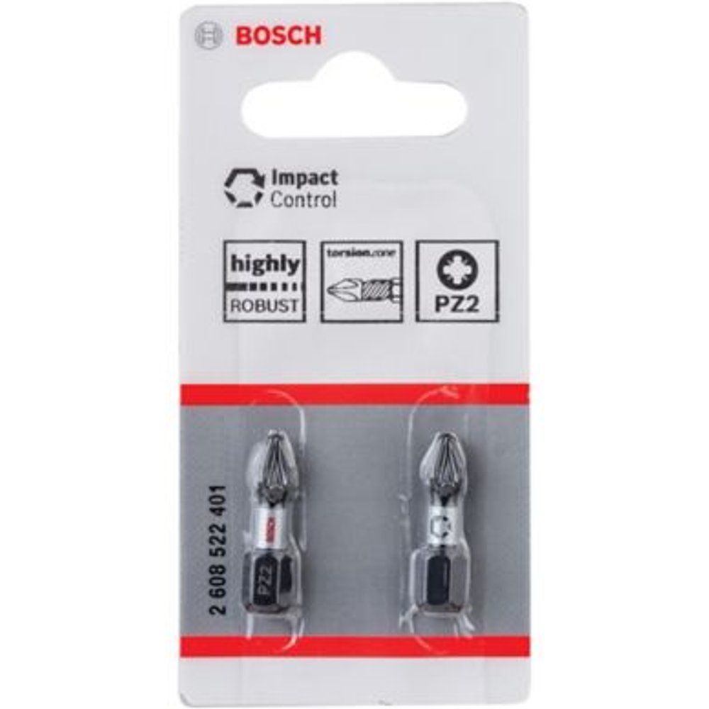 Embout de vissage torsion impact PZ2 25 mm Bosch 2 pièces - vue 2