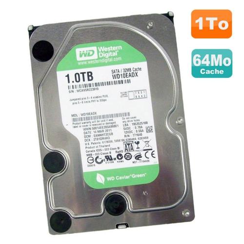 Disque Dur 3.5" 1To Sata Western Digital Caviar Green Wd10Eadx-00Tdhb0 64Mo
