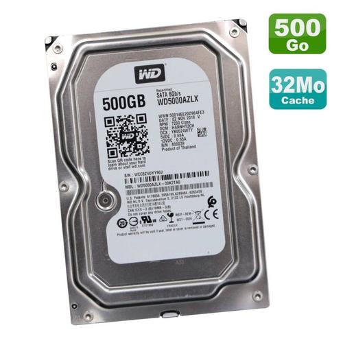 Disque Dur 500Go Sata 3.5" Western Digital Recertified Wd5000Azlx-00K2Ta0 32Mo