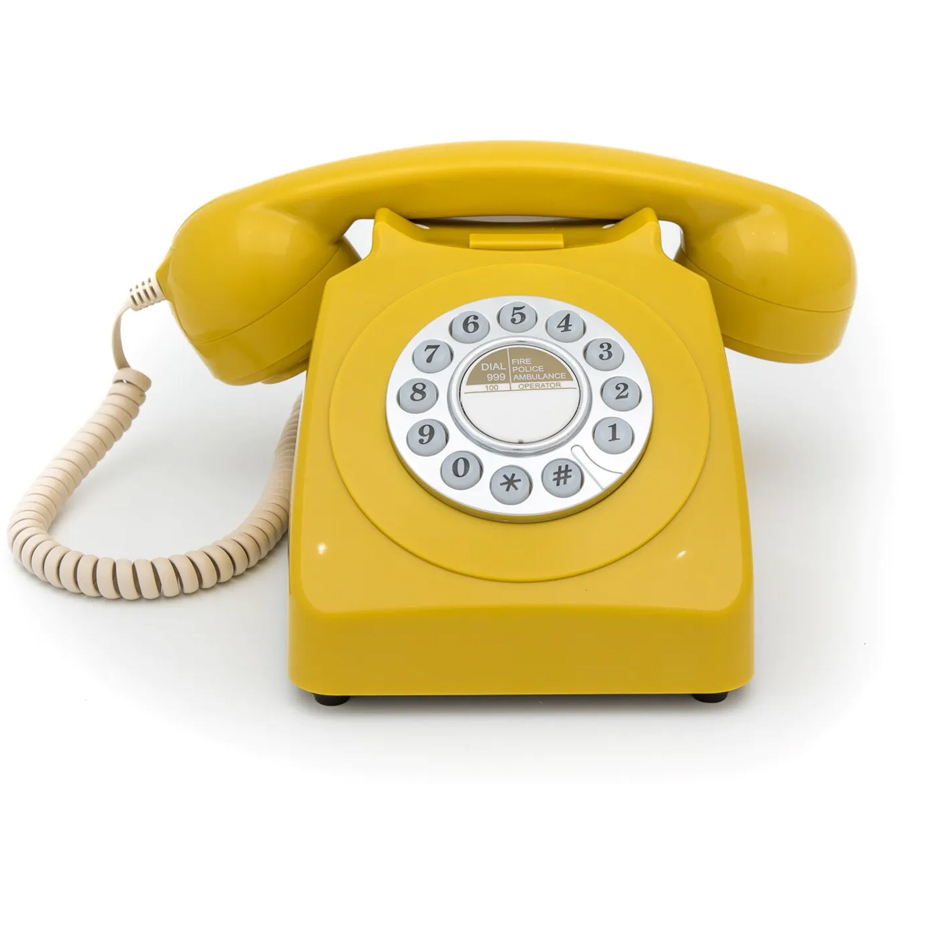 Gpo 746 téléphone fixe rétro bouton poussoir jaune