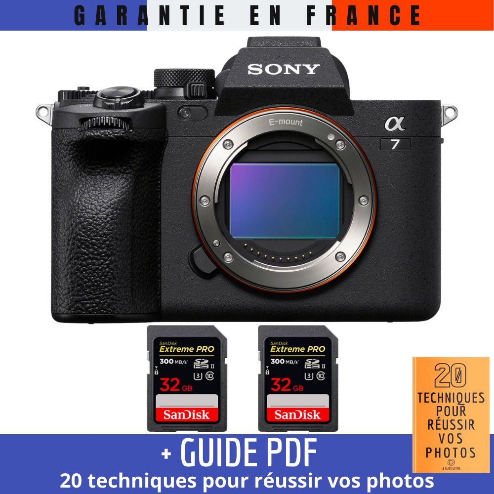 Sony Alpha 7 IV Nu + 2 SanDisk Extreme PRO UHS II SDXC 300 MB/ + Guide PDF 20 TECHNIQUES POUR RÉUSSIR VOS PHOTOS