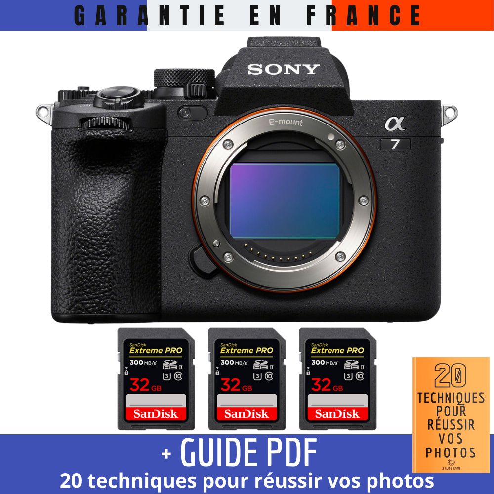 Sony Alpha 7 IV Nu + 3 SanDisk Extreme PRO UHS II SDXC 300 MB/ + Guide PDF 20 TECHNIQUES POUR RÉUSSIR VOS PHOTOS