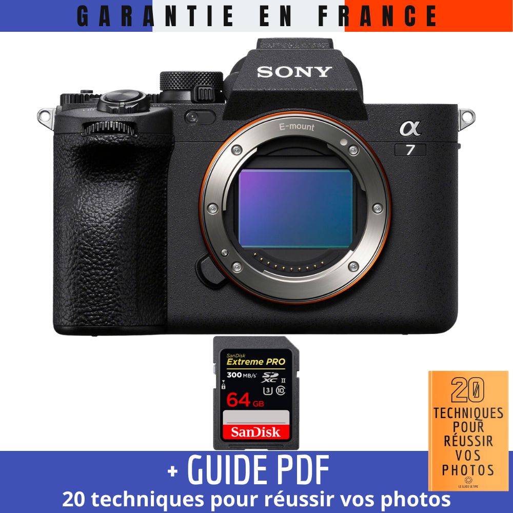 Sony Alpha 7 IV Nu + 1 SanDisk Extreme PRO UHS II SDXC 300 MB/ + Guide PDF 20 TECHNIQUES POUR RÉUSSIR VOS PHOTOS