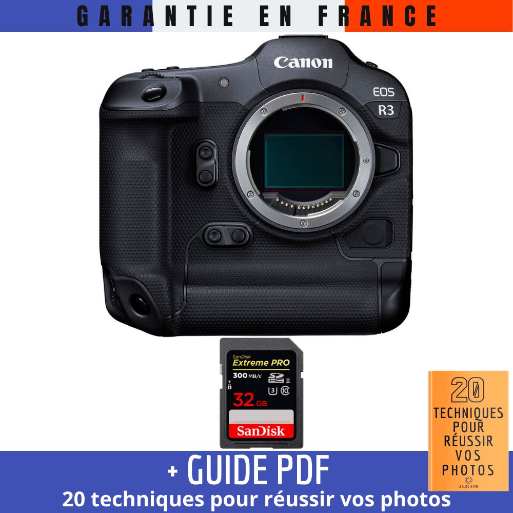 Canon EOS R3 + 1 SanDisk Extreme PRO UHS II SDXC 300 MB/ + Guide PDF 20 TECHNIQUES POUR RÉUSSIR VOS PHOTOS - vue 3