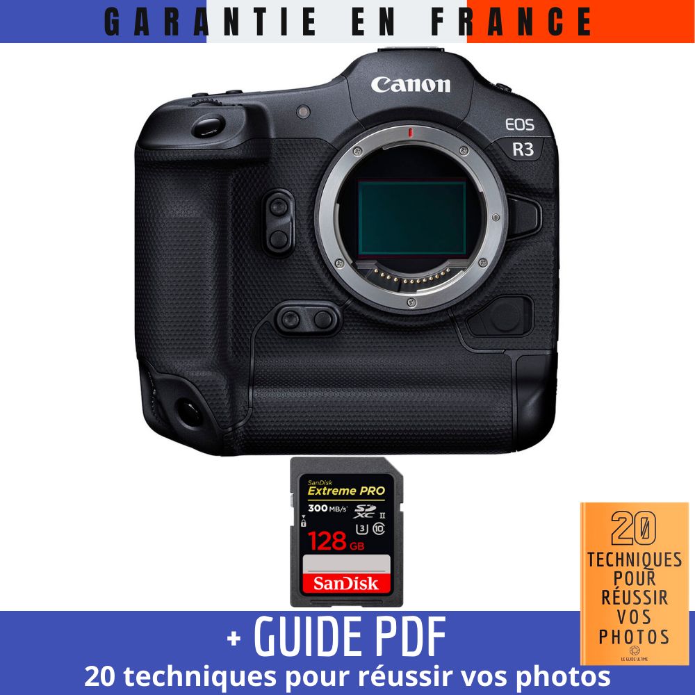 Canon EOS R3 + 1 SanDisk Extreme PRO UHS II SDXC 300 MB/ + Guide PDF 20 TECHNIQUES POUR RÉUSSIR VOS PHOTOS - vue 2