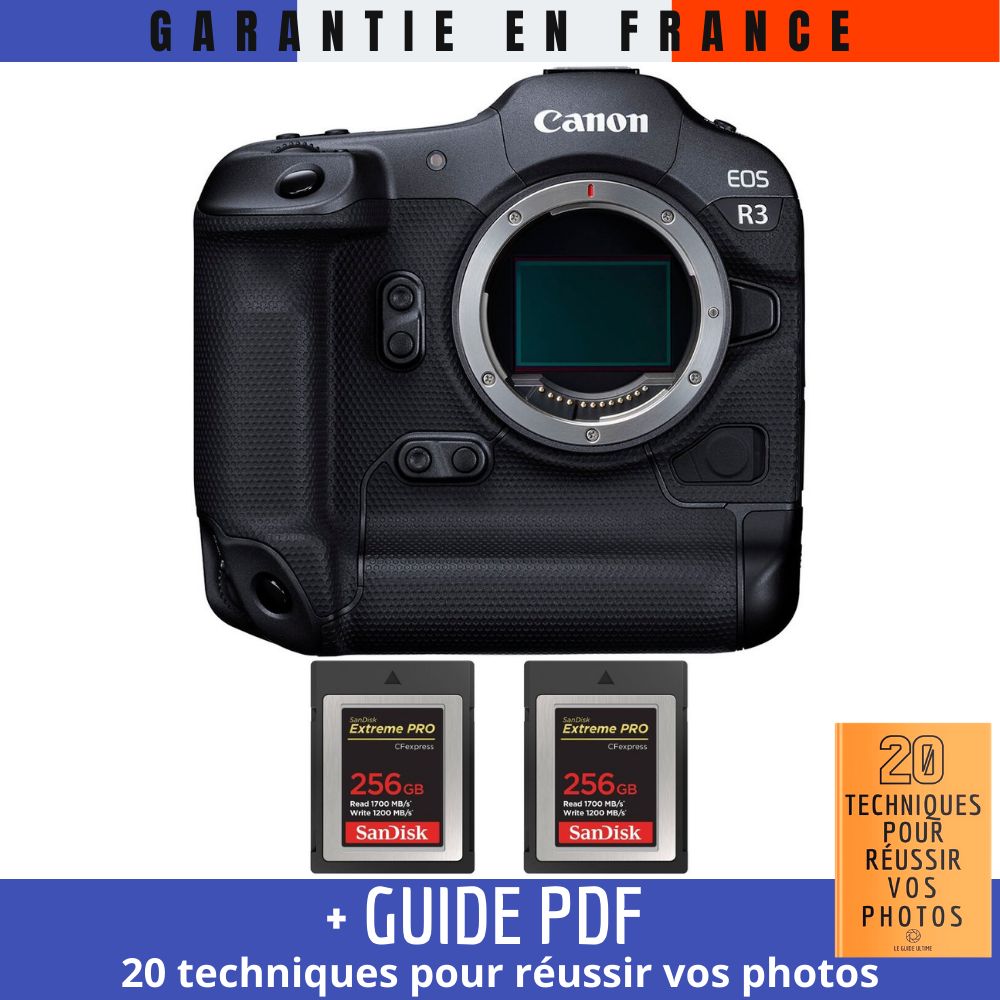 Canon EOS R3 + 2 SanDisk Extreme PRO CFexpress Type B + Guide PDF 20 TECHNIQUES POUR RÉUSSIR VOS PHOTOS - vue 3