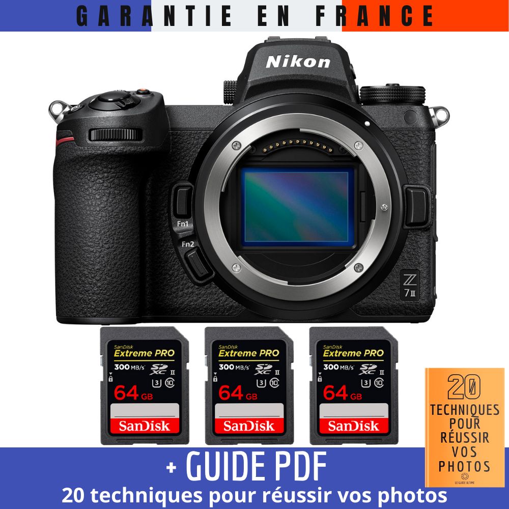 Nikon Z7 II Nu + 3 SanDisk Extreme PRO UHS II SDXC 300 MB/ + Guide PDF 20 TECHNIQUES POUR RÉUSSIR VOS PHOTOS