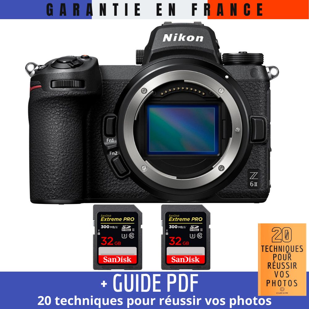 Nikon Z6 II Nu + 2 SanDisk Extreme PRO UHS II SDXC 300 MB/ + Guide PDF 20 TECHNIQUES POUR RÉUSSIR VOS PHOTOS - vue 2