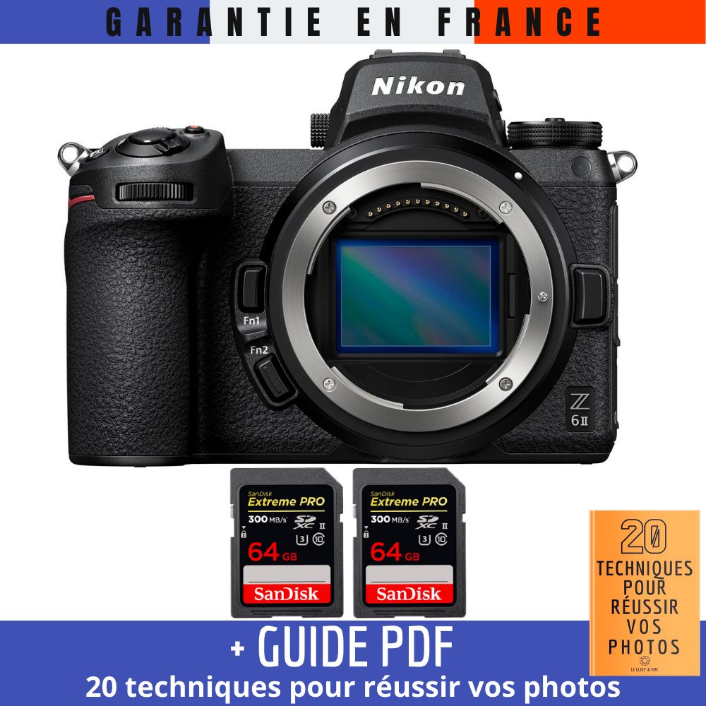 Nikon Z6 II Nu + 2 SanDisk Extreme PRO UHS II SDXC 300 MB/ + Guide PDF 20 TECHNIQUES POUR RÉUSSIR VOS PHOTOS - vue 3
