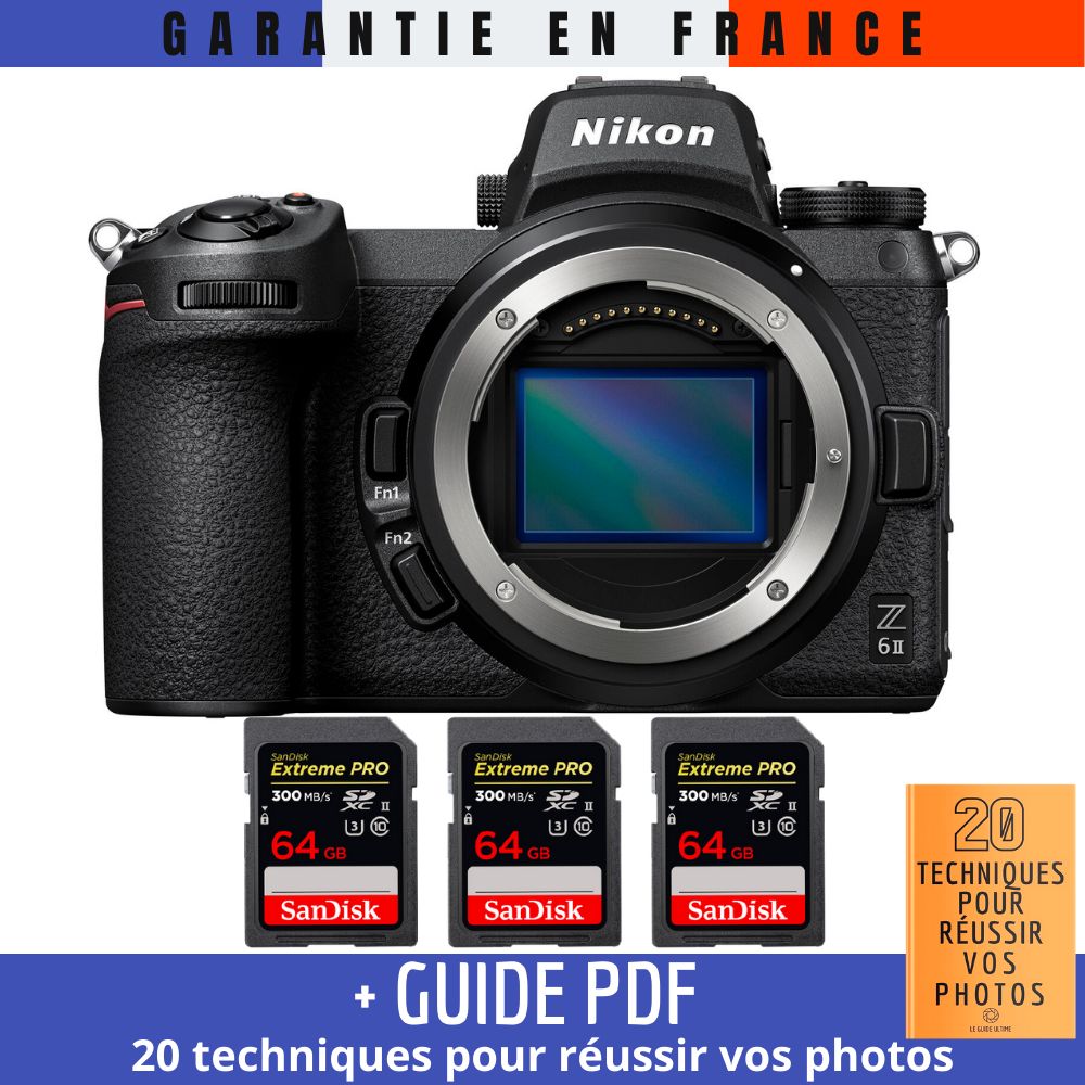 Nikon Z6 II Nu + 3 SanDisk Extreme PRO UHS II SDXC 300 MB/ + Guide PDF 20 TECHNIQUES POUR RÉUSSIR VOS PHOTOS