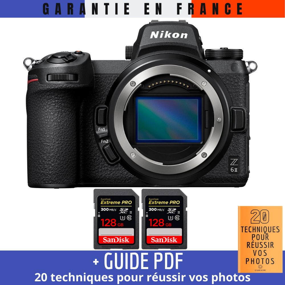 Nikon Z6 II Nu + 2 SanDisk Extreme PRO UHS II SDXC 300 MB/ + Guide PDF 20 TECHNIQUES POUR RÉUSSIR VOS PHOTOS