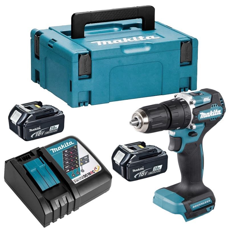 Perceuse Visseuse 40Nm 18V MAKITA 2 batt.BL1830B + chargeur DHP487RFJ - vue 2