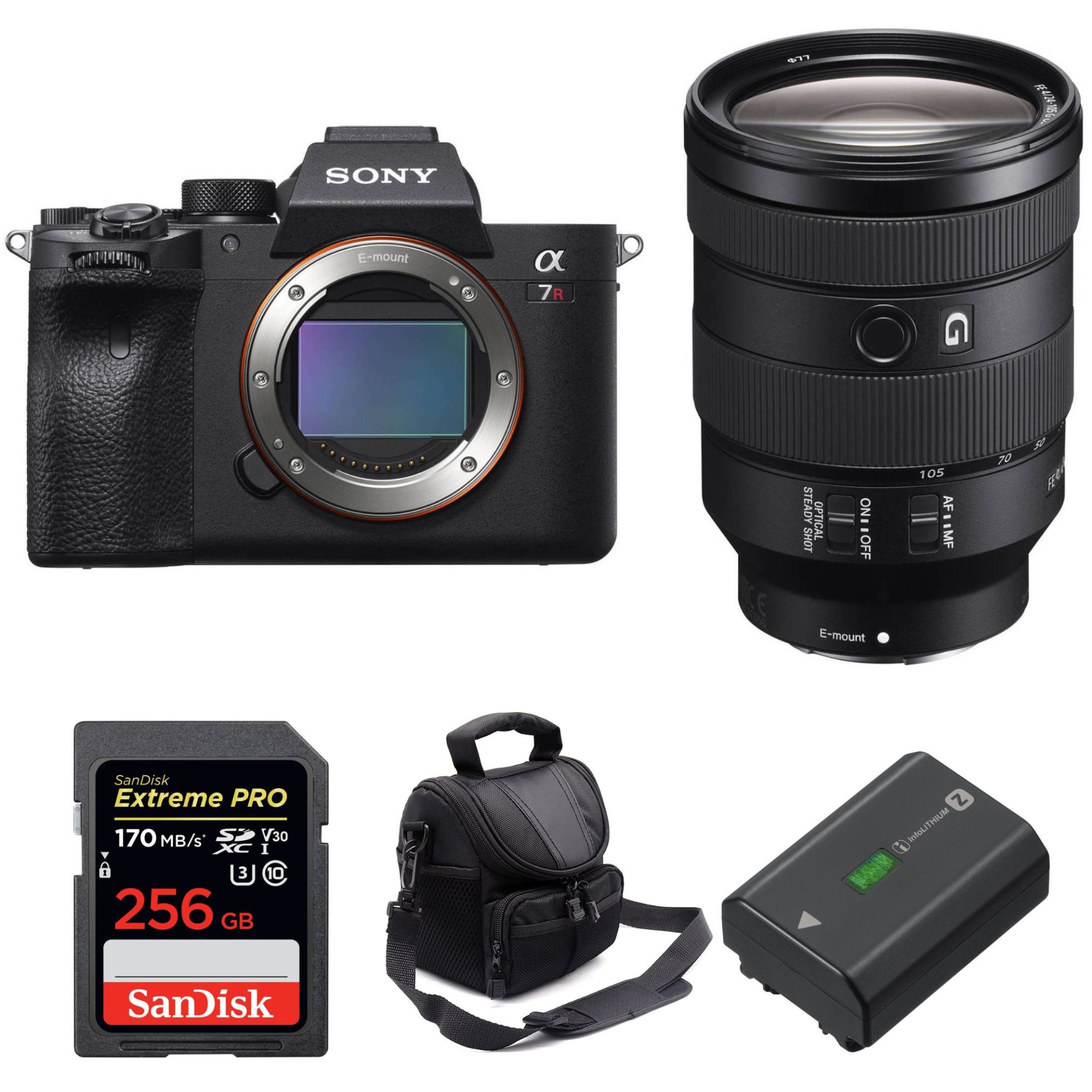 Sony ALPHA 7R IV + FE 24 105 mm F4 G OSS + SanDisk Extreme PRO 170 MB/ + Sony NP FZ100 + Sac Garantie - vue 2