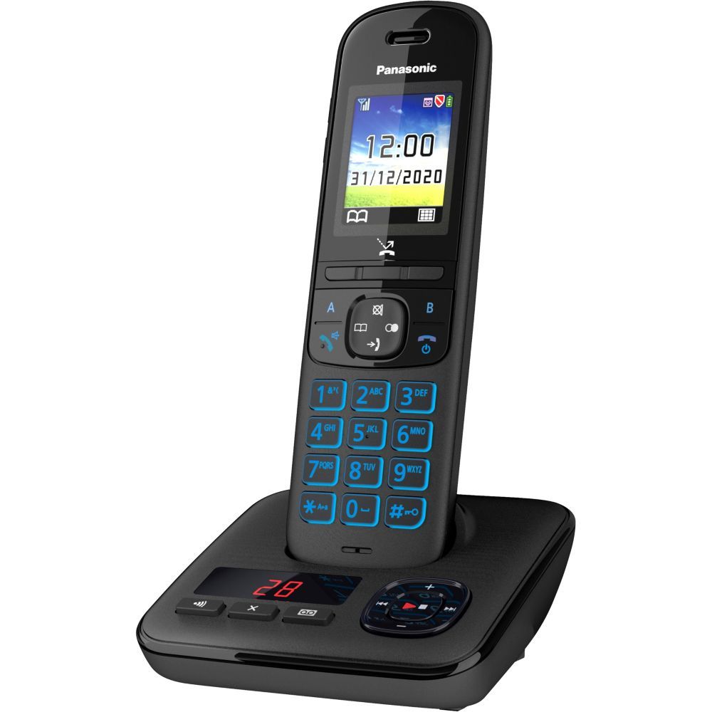 Panasonic KX-TGH720 - Téléphone sans fil - système de répondeur avec ID d'appelant/appel en instance - DECTGAP - (conférence) à trois capacité d'appel - noir