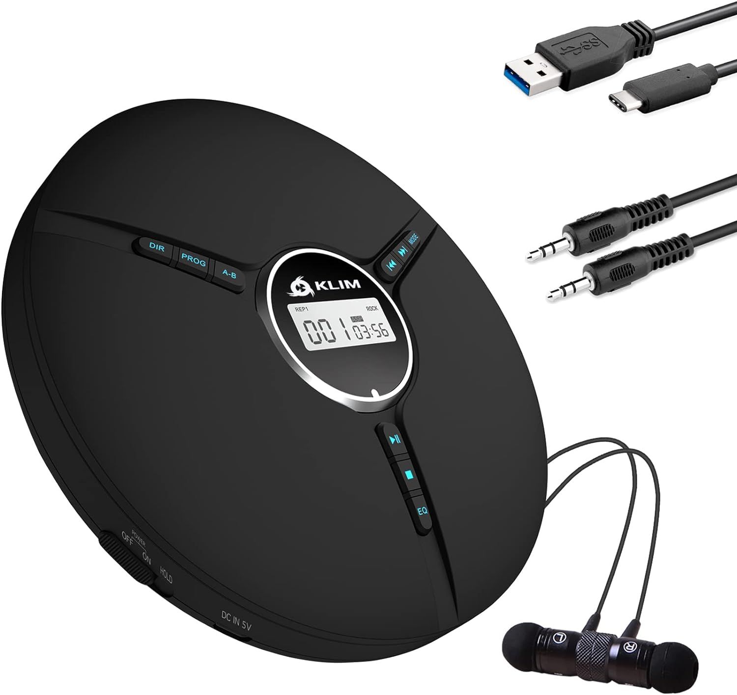 Discman ¿ Lecteur CD Portable avec Batterie Intégrée + Écouteurs Fusion - Mini Walkman CD, Baladeur CD Compact, Compatible avec CD-R, CD-RW et MP3 [NOUVEAUTÉ 2024] - Noir