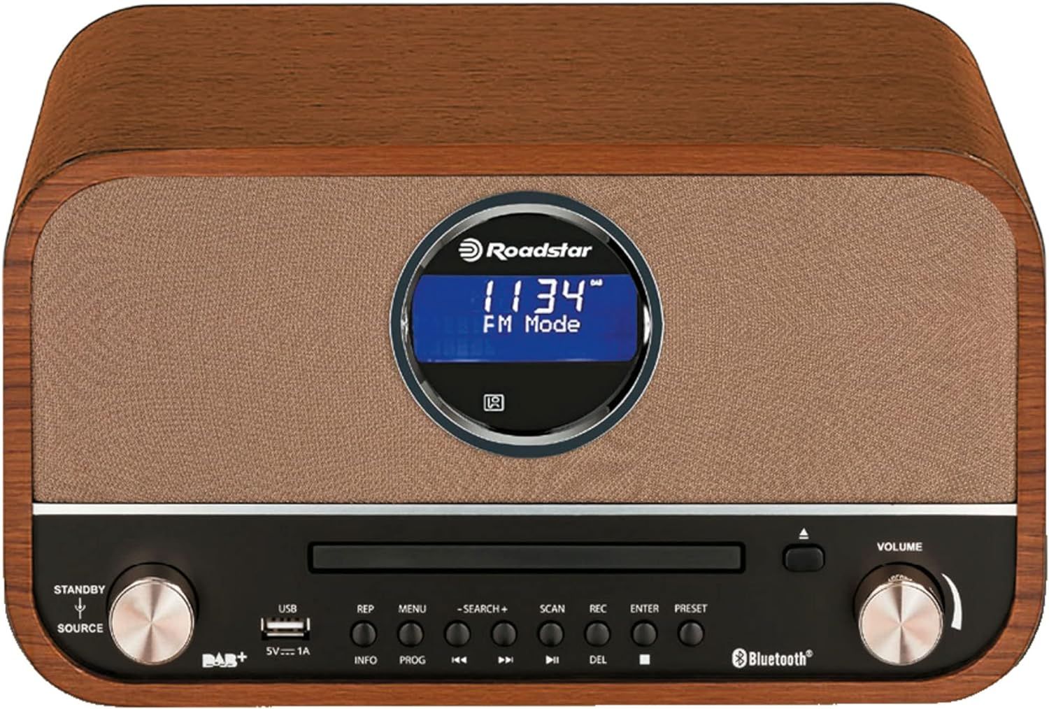 Stéréo Vintage, Radio Dab/Dab+/FM, Lecteur CD-MP3, Stéréo, Bluetooth, USB Fonction de Enregistrement, AUX in RCA, Télécommande, Connexion pour Casque, Rétro, en Bois