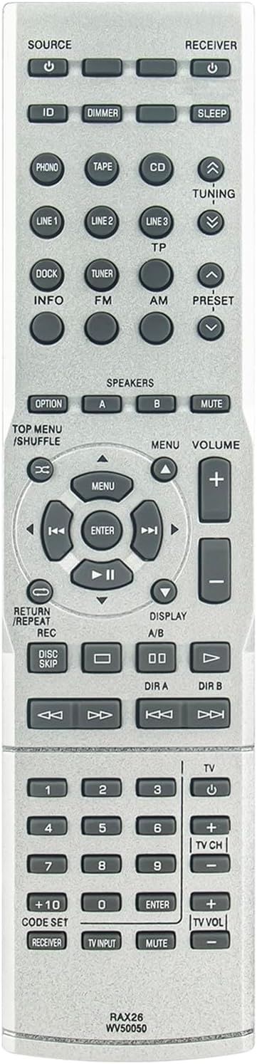 RAX26 WV50050 Remplacement de la télécommande Compatible avec Stereo Receiver RS500 RS700