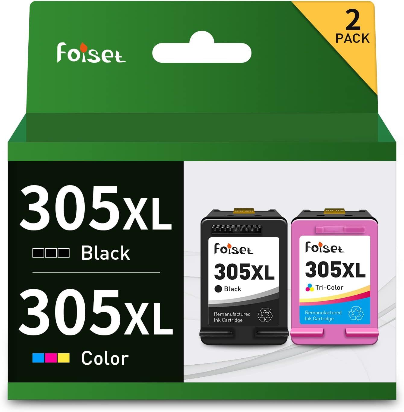 Foiset Cartouche HP 305 remanufacturée Cartouche 305 XL Noir et Couleur Utiliser pour DeskJet Plus 4110 4120 4130 HP Envy 6010 6020 6022 6030 6032 HP Envy Pro 6420 6422 6430 6420 DeskJet 2710