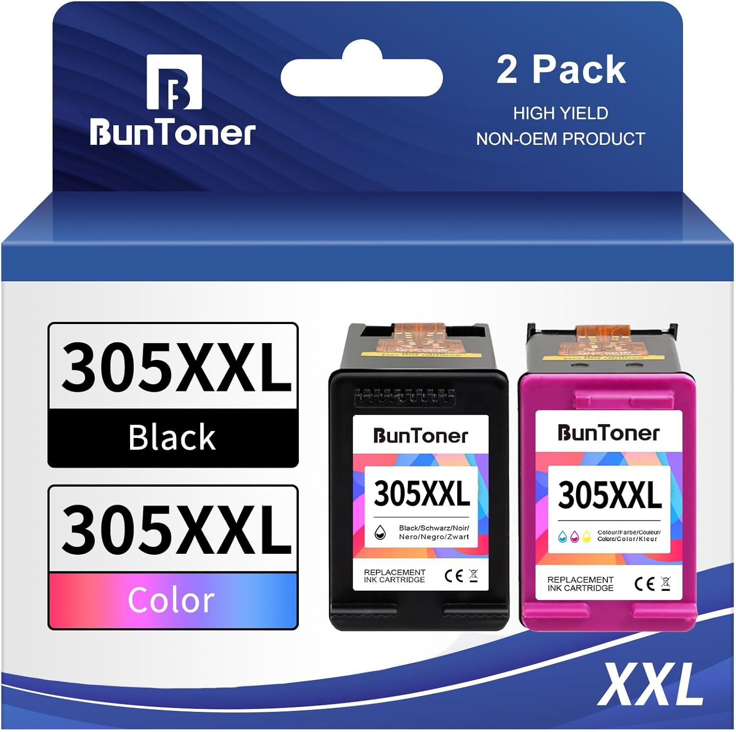 BunToner 305 XL Compatible avec Cartouche Encre HP 305 XL Noir et Couleur avec HP deskjet 2700 2710 2710e 2720 4120 Envy 6020 Drucker