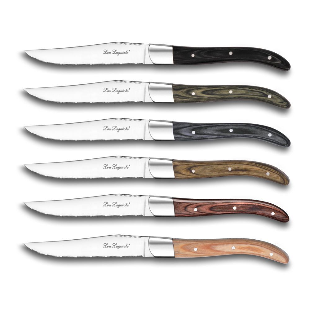 Louis Coffret 6 couteaux steak 6 bois pakka mixés - vue 3