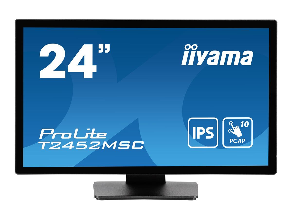 iiyama ProLite T2452MSC-B1 - Écran LED - 24 (23.8 visualisable) - écran tactile - 1920 x 1080 Full HD (1080p) - IPS - 400 cd/m² - 1000:1 - 14 ms - HDMI, DisplayPort, 2xUSB-C - haut-parleurs -...