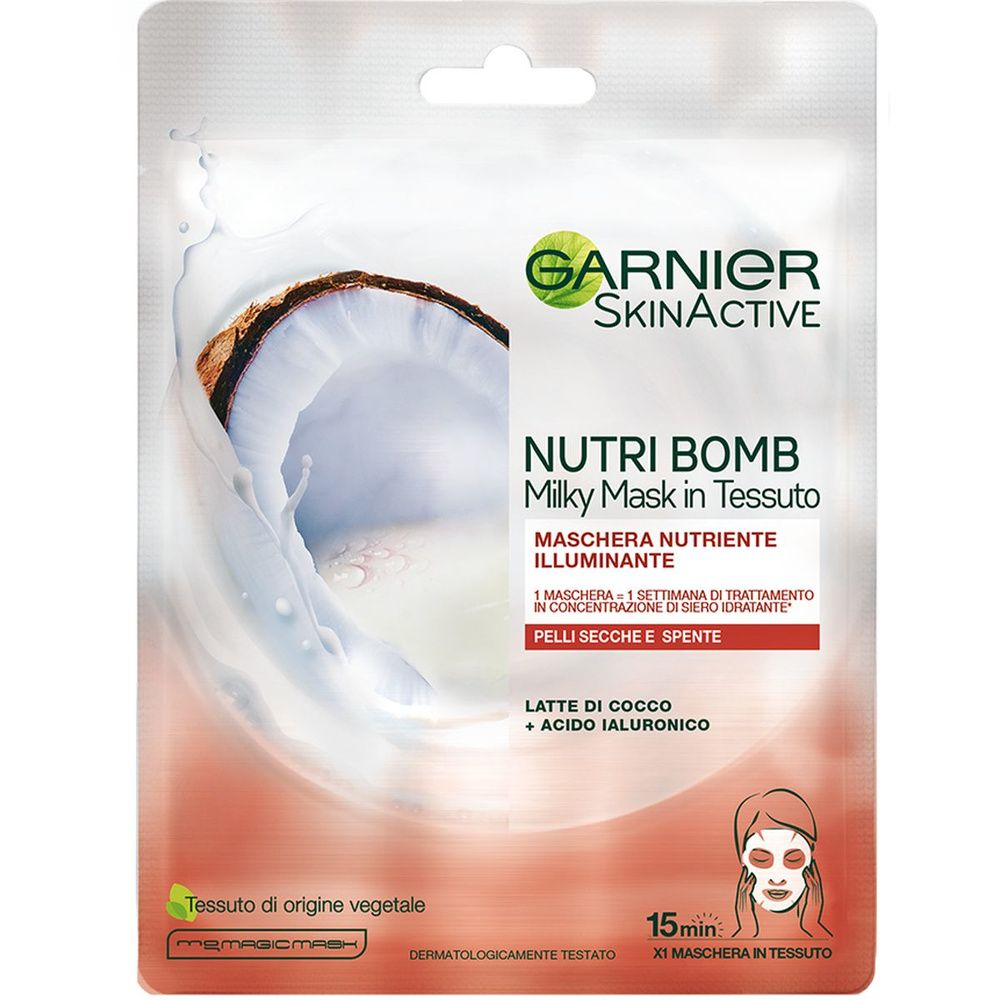 Nutri Bomb Masque Tissu Au Lait De Coco Nutrition & Éclat 28g Garnier Masque