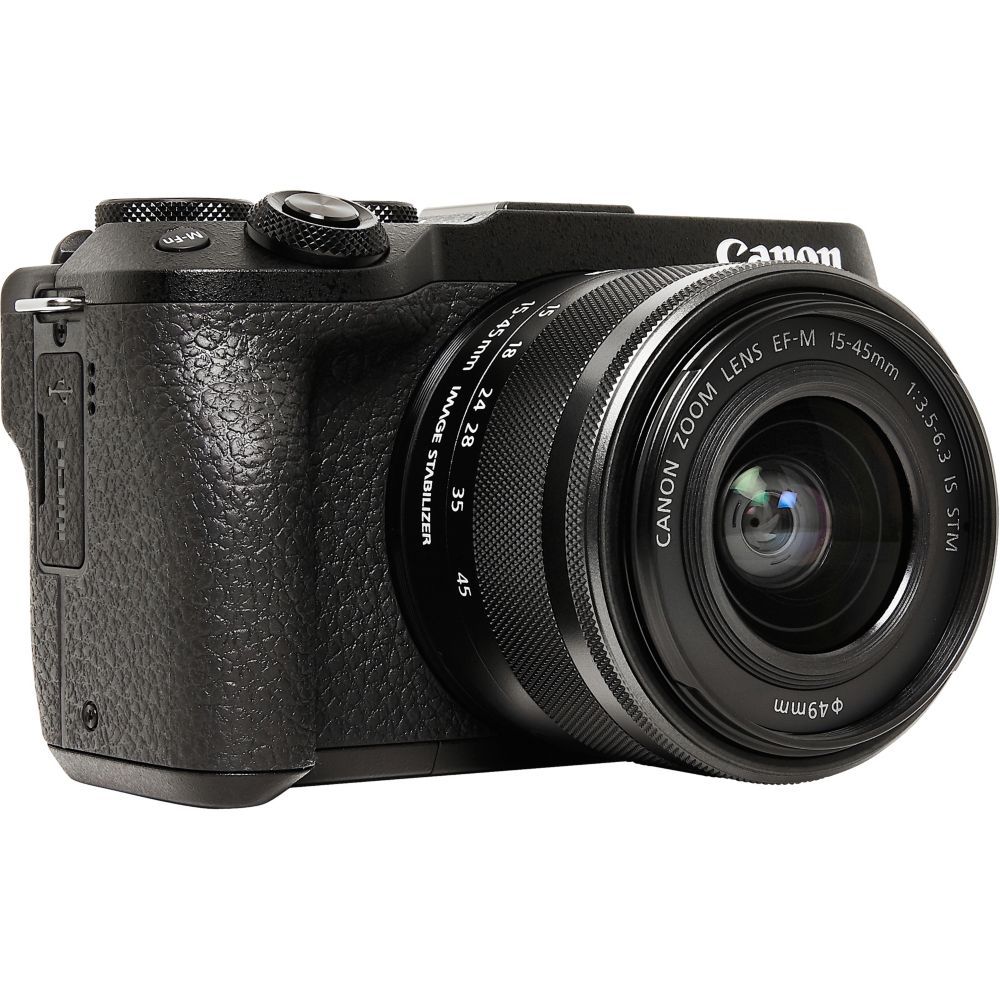 Canon EOS M6 Mark II Appareil photo numérique sans miroir 32.5 MP APS C 4K / 30 pi/ 3x zoom optique objectif EF 15 45 mm IS STM Wi Fi Bluetooth
