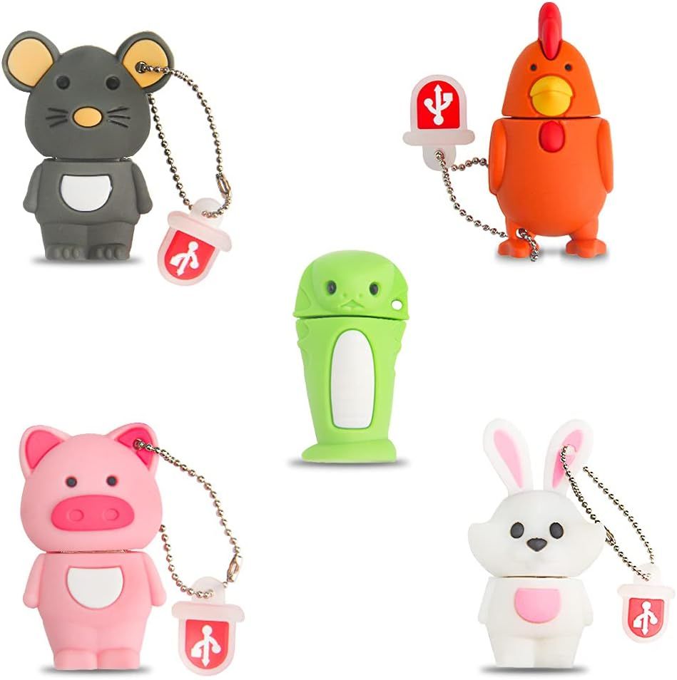 Clé USB 16Go*5, Flash Drive USB Dessin Animé Animal Machine à Coudre Pendrive Mignon Idéal Cadeau pour Enfant Silicone¿16Go*5¿Animal¿