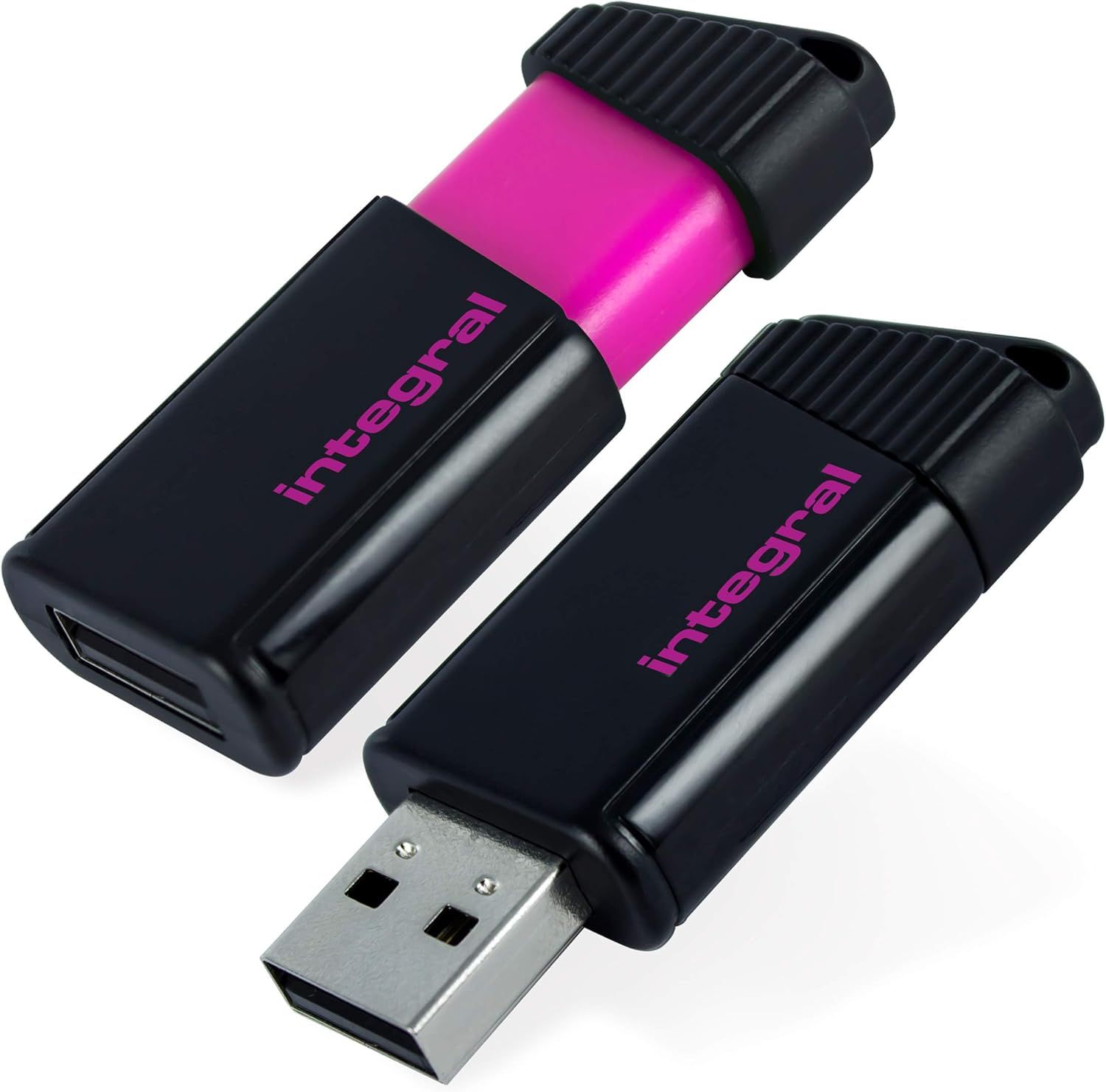 Clé 8 Go Pulse USB 2.0 - Protection intégrée Ouverture/Fermeture Slide - Rose Fluo