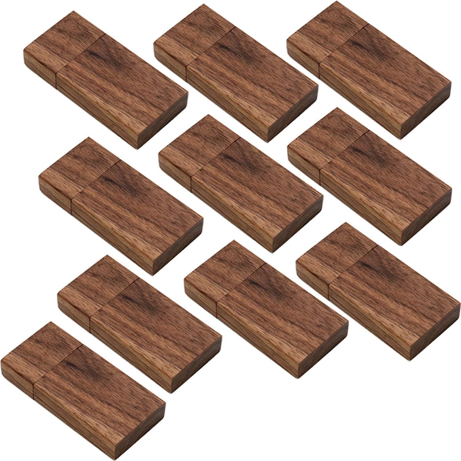 Lot de 10 clés USB 16 Go en bois de noyer - USB 2.0 - Vitesse rapide - En bois de noyer