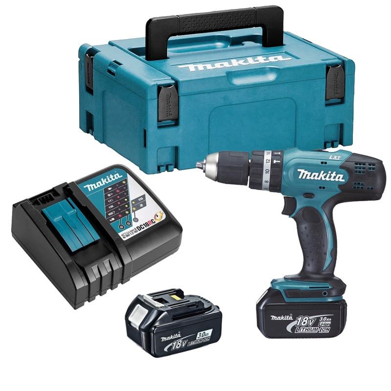 Perceuse à percussion 18V Li Ion 2x3 0 Ah dans Makpac MAKITA DHP453RFJ