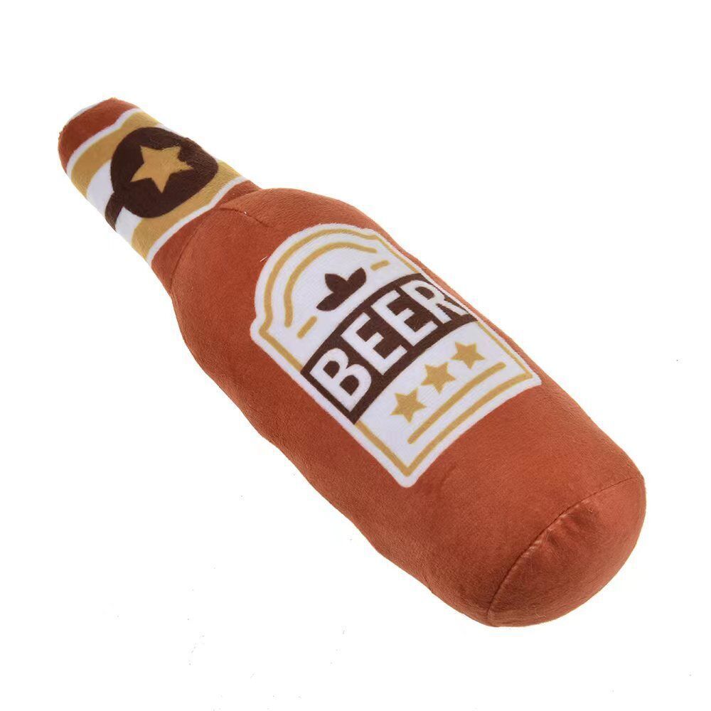 Jouets En Peluche Pour Animaux De Compagnie Avec Impression Grinçante,Jouet En Forme De Bouteille De Bière,Jouets Interactifs Pour Chien,Dents Propres À Mâcher,Fournitures Pour Animaux - Type Orange