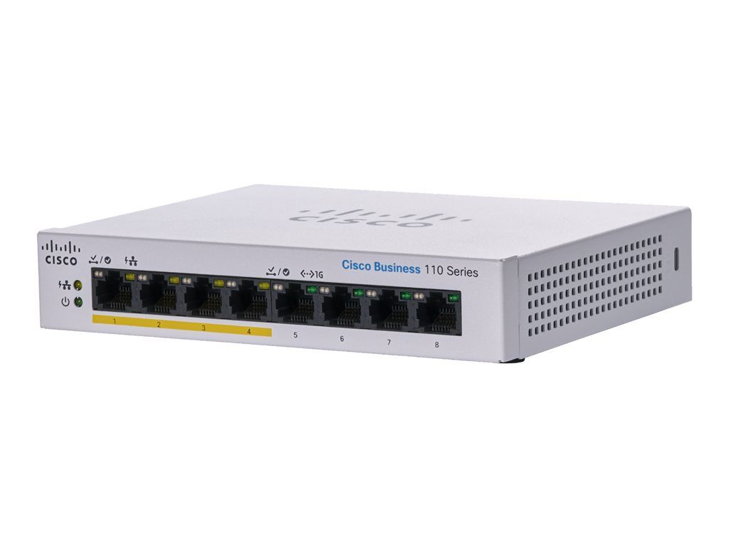 Cisco CBS110 8PP D Non géré L2 Gigabit Ethernet 101001000 Connexion Ethernet supportant 'alimentation via ce port PoE Bureau Neuf - vue 4