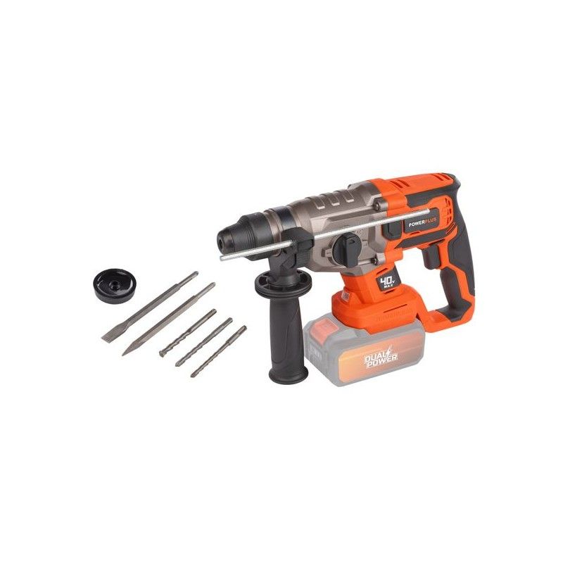 Marteau perforateur sans fil SDS Plus 40V 5J BRUSHLESS + 5 accessoires DUAL POWER POWDP15680 - vue 2