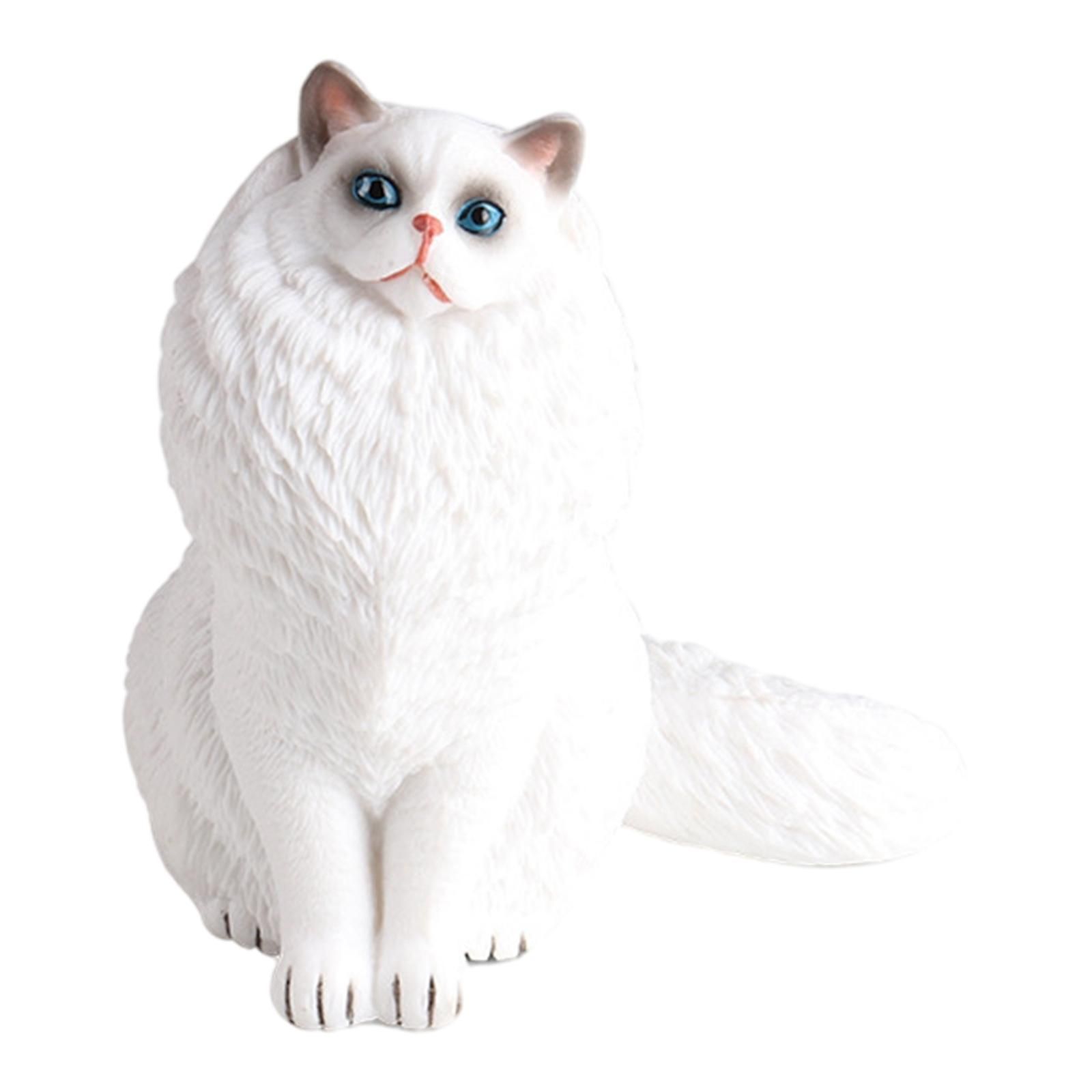  - Prettyia Plastique Mignon Chat Sculpture Statue Bureau À Domicile Bureau Armoire Décoration Blanc Blanche