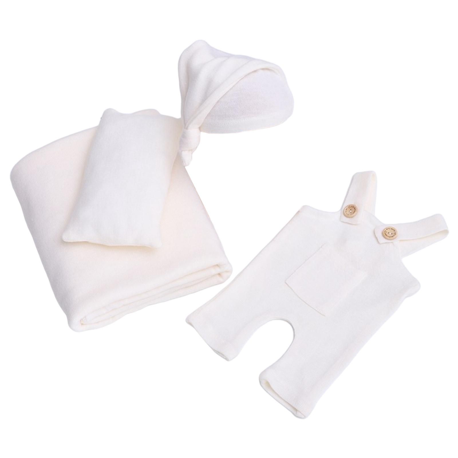  - 4 Pièces Accessoires Photo Nouveau-Né Pour Garçon Fille Photographie Couverture Photo Costume Photo Porte-Jarretelles Chapeau Ensembles Accessoires De Blanche