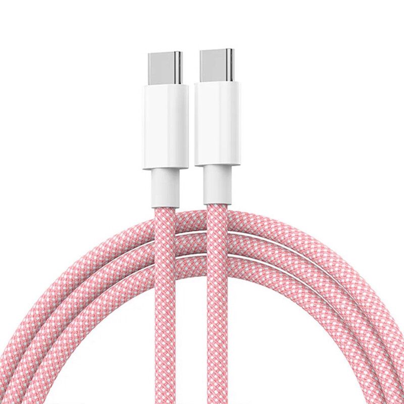 Usb-C Au Câble De Document De Type C Pour Apple Iphone 15 Pd 60w Charge Rapide Pour Huawei Xiaomi Samsung Type C Tissage Câble Accessoires - Type Rose-2m