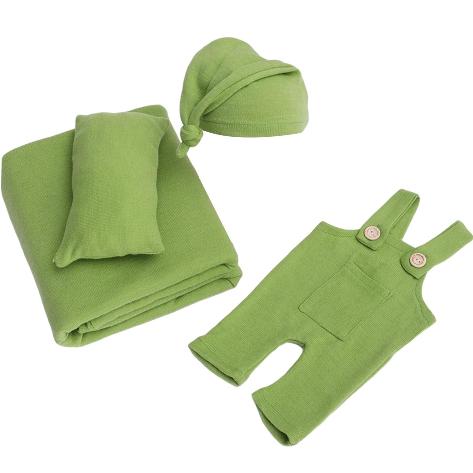  - 4/Ensemble Nouveau-Né Photographie Tenues Emmailloter Couverture Photo Porte-Jarretelles Chapeau Ensembles Pour Unisexe Photo Studio Vêtements Vert