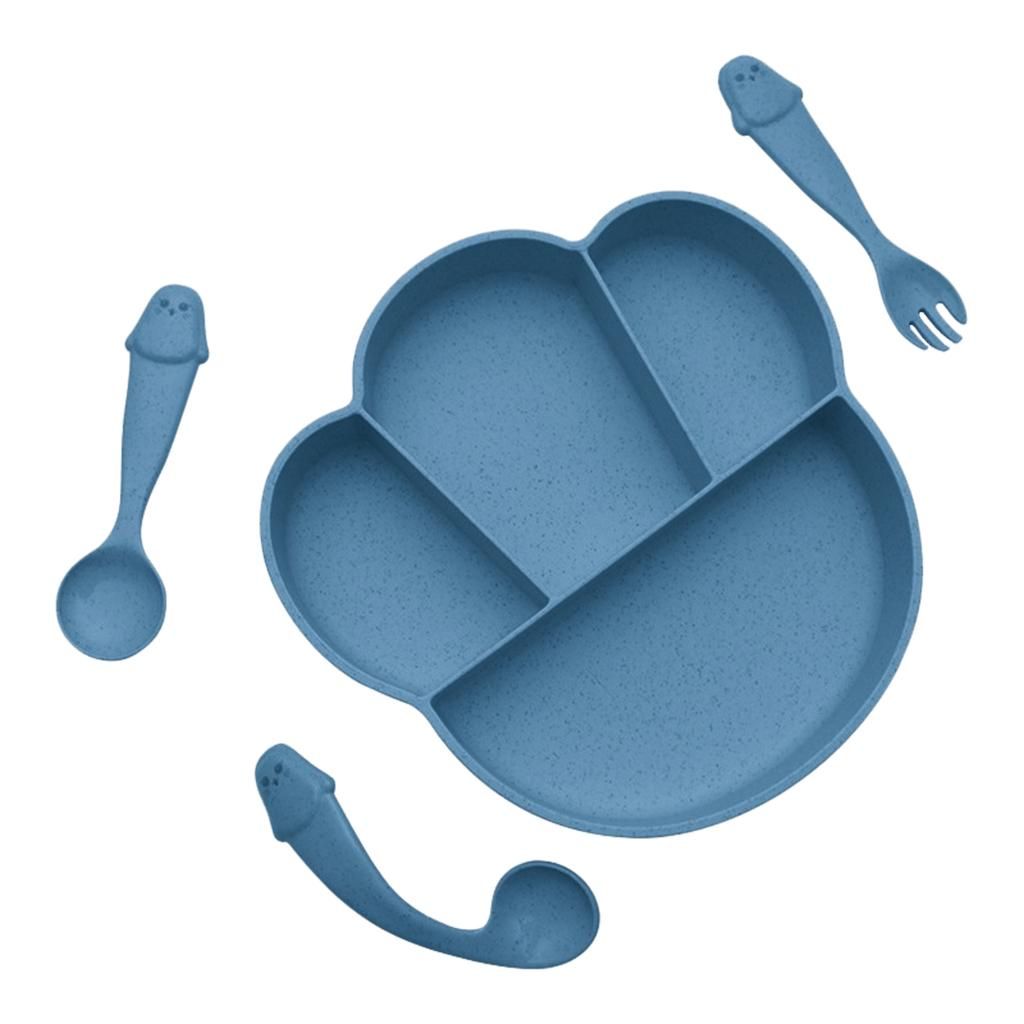  - Blesiya Ensemble De Vaisselle D'alimentation Pour Bébé Ustensiles D'entraînement Pour Enfants Bleu