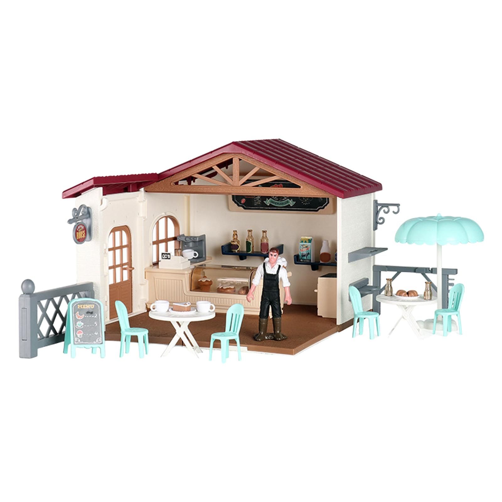 - Farm World Pretend Model House Décoration Accessoires Collection Tout-Petits Jouets Garçons Et Filles Cadeaux Enfants 3-8 Ans Café Maison A