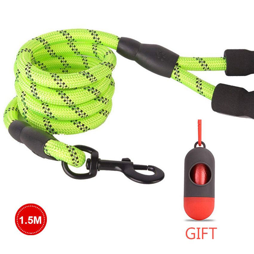Laisse Réfléchissante Avec Poignée Rembourrée Pour Chien,Confortable,Entraînement,Robuste,Corde De Nylon Durable,1,5 M De Long - Type 1.5m Green-Image De Référence