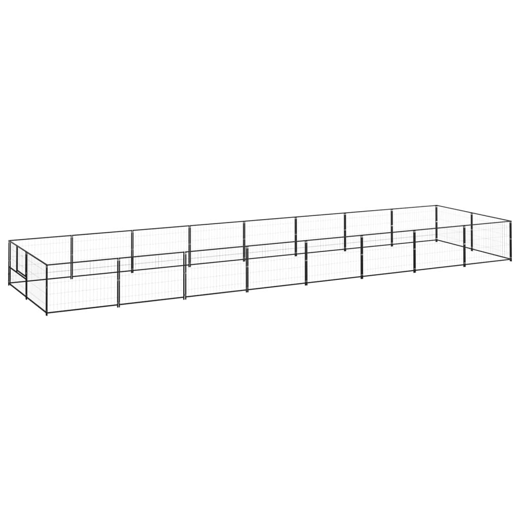 Chenil Extérieur Cage Enclos Parc Animaux Chien Noir 16 M² Acier Helloshop26 02_0000499