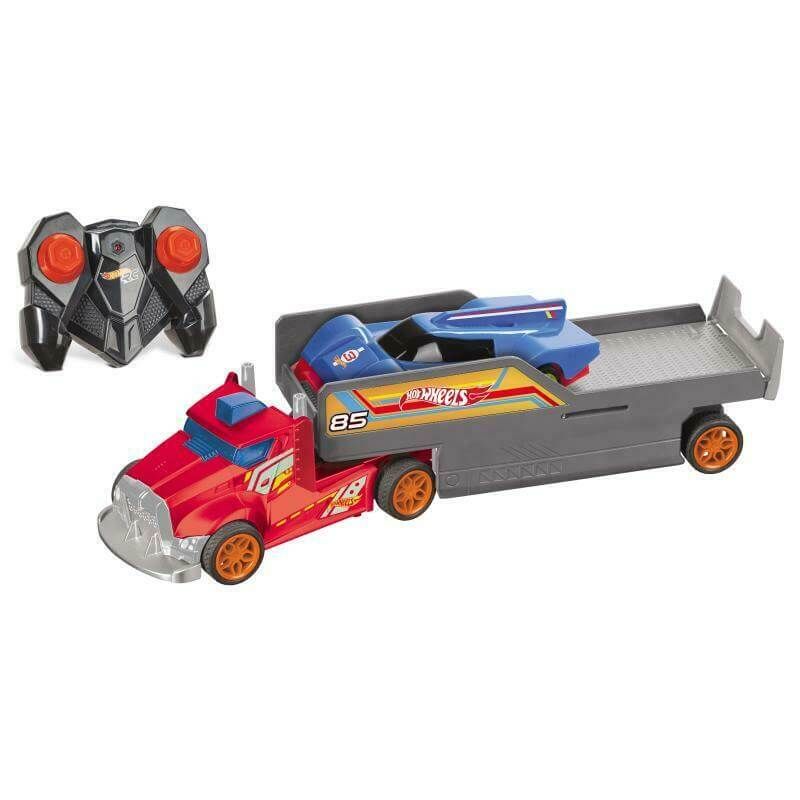 MONDO Hot Wheels Motors Camion radiocommandé avec remorque Extensible et Voiture à rétro Friction Double Rig Truck 32cm Jouet Enfant et Plus 63681 - vue 8