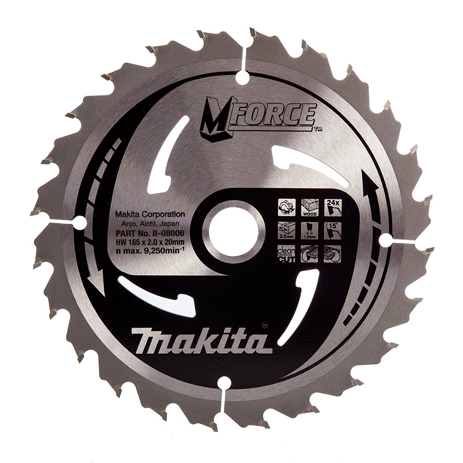 Makita A 89632 Lame carbure bois MForce 24D 165mm